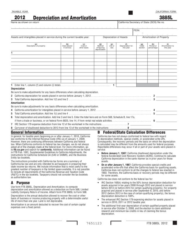 2012 Form 3885l Depreciation And Amortization Edit Fill Sign Online Handypdf 8912