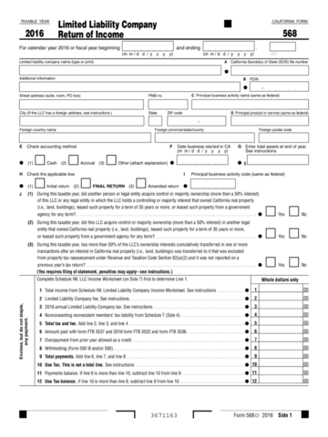 2016 Form 568 Limited Liability Company Return Of Income - Edit, Fill ...