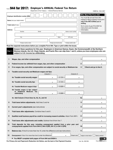 2017 Form 944 - Edit, Fill, Sign Online | Handypdf