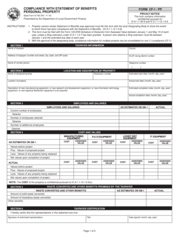 Compliance With Statement Of Benefits Personal Property - Edit, Fill ...