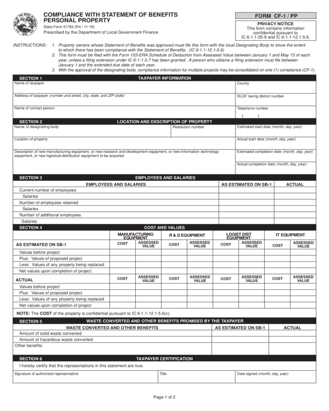 Compliance With Statement Of Benefits Personal Property - Edit, Fill ...