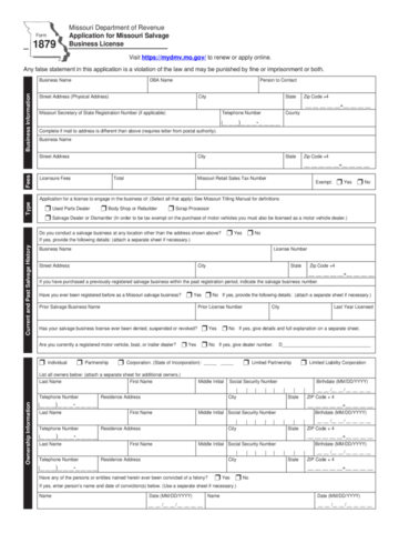 Form 1879 - Missouri Department Of Revenue - Edit, Fill, Sign Online 
