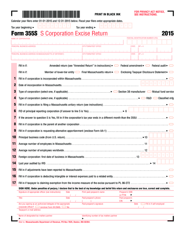 Corporate Excise Form 355s