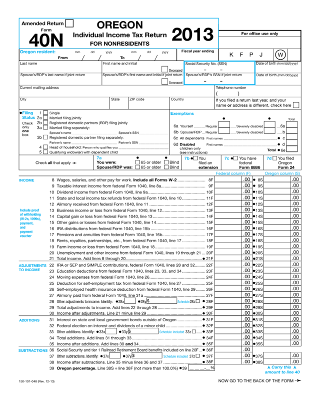 Form 40N, Nonresident Individual Income Tax Return - Edit, Fill, Sign