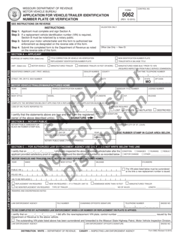 Form 5062 - Missouri Department Of Revenue - Edit, Fill, Sign Online ...