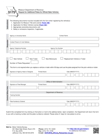 Form 5175 - Missouri Department Of Revenue - Edit, Fill, Sign Online ...