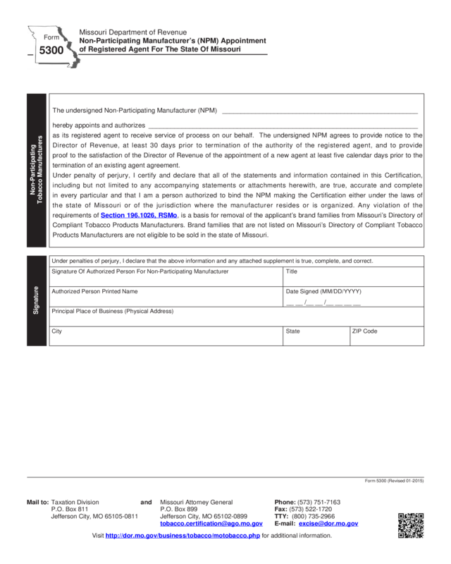 Form 5300 - Missouri Department Of Revenue