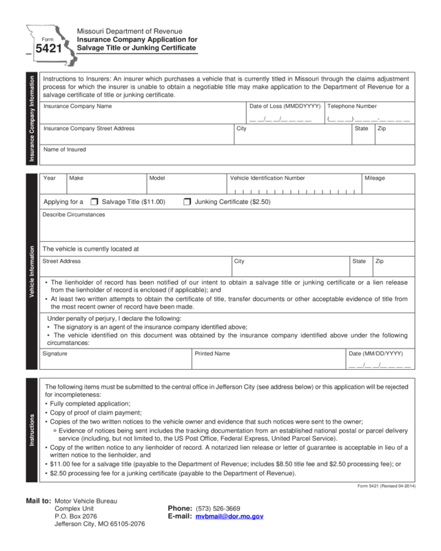 Form 5421 - Missouri Department Of Revenue - Edit, Fill, Sign Online 