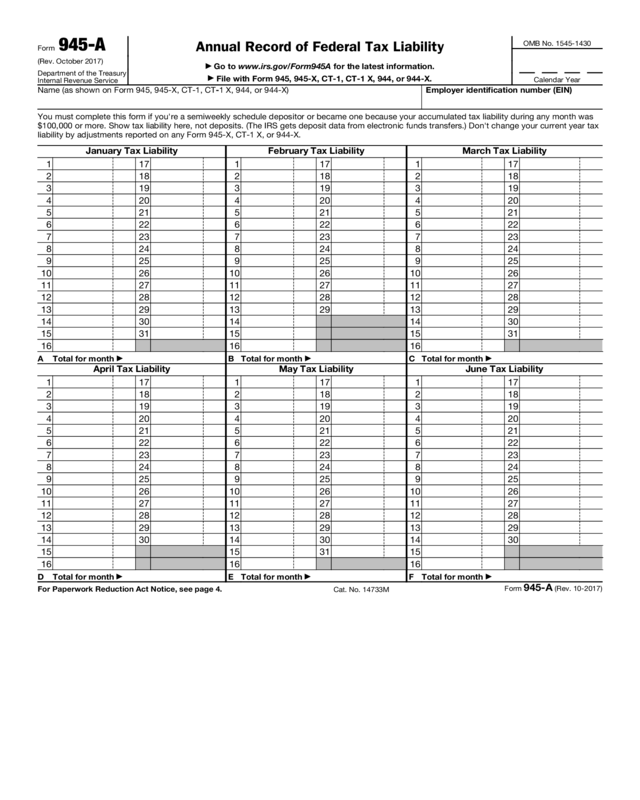 Form 945-A (Rev. October 2017)