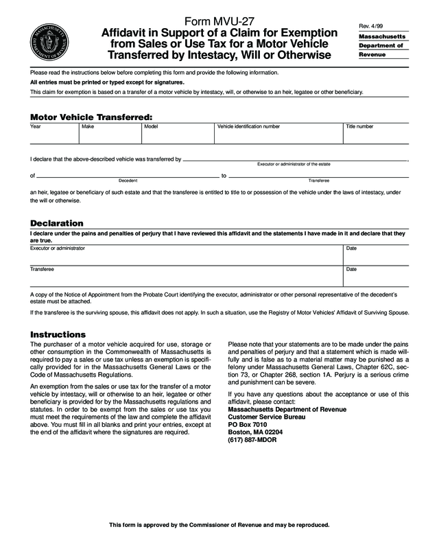 Form Mvu-27 - Edit, Fill, Sign Online | Handypdf