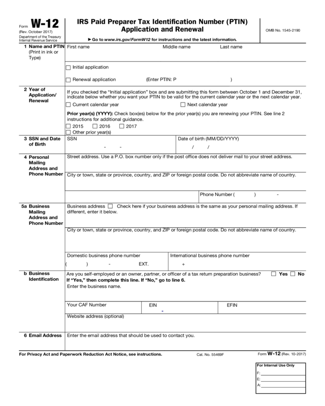 Form W-12 (Rev. October 2017)