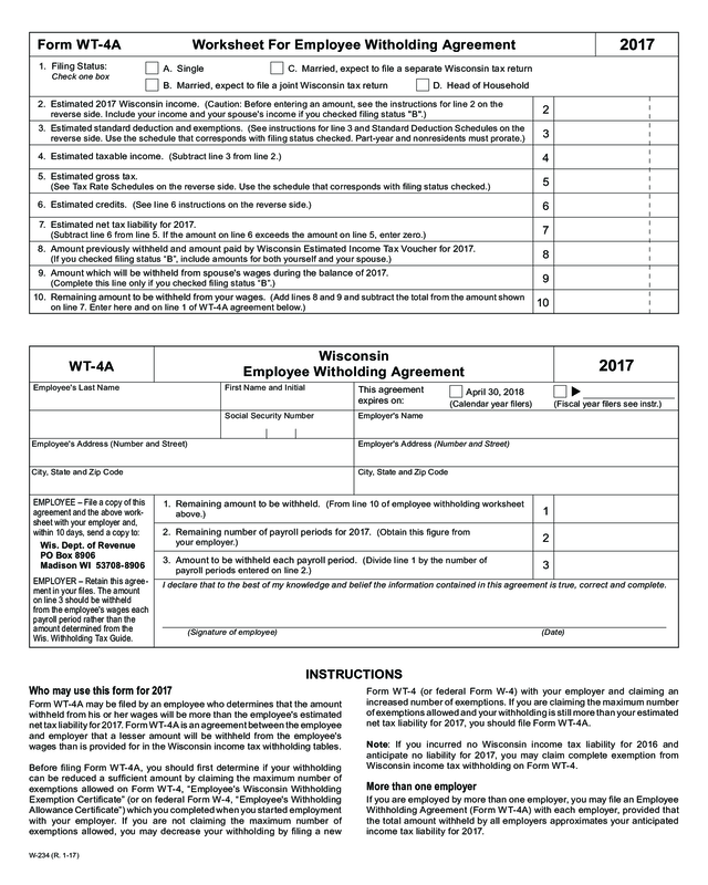 Form Wt4A Wisconsin Department Of Revenue Edit, Fill, Sign Online