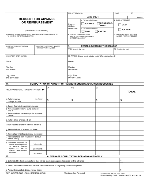 Omb Standard Form 270