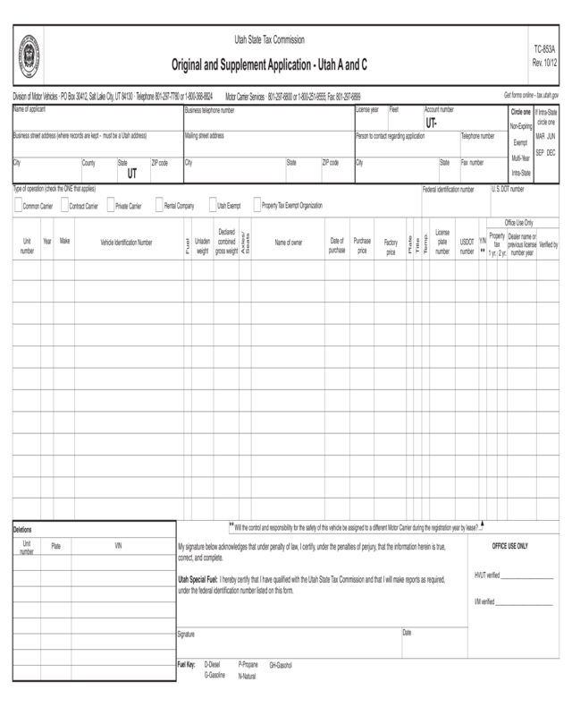 Tc-853A, Original And Supplement Application - Utah A And C - Edit ...