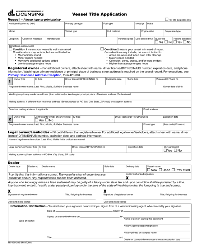 Vessel Title Application - Edit, Fill, Sign Online | Handypdf