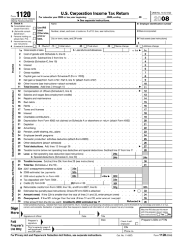 2008 Form 1120 - Edit, Fill, Sign Online | Handypdf