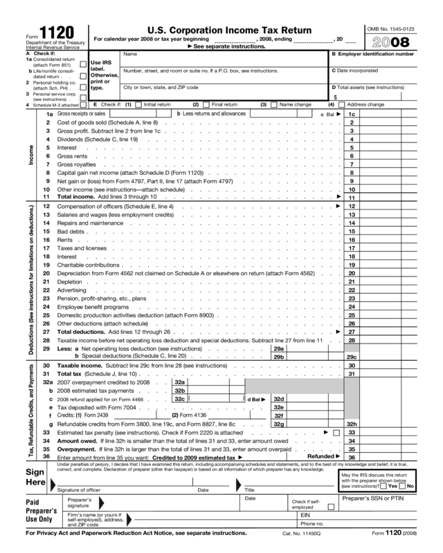 2008 Form 1120