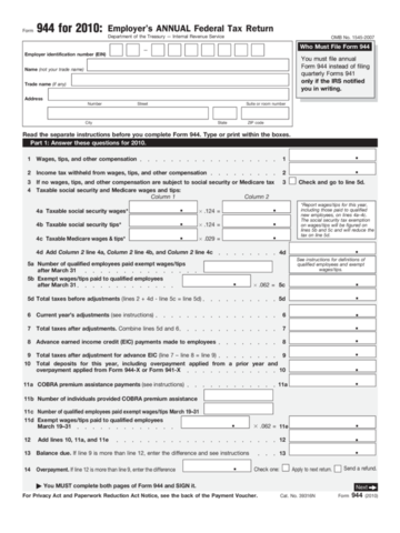 2010 Form 944 - Edit, Fill, Sign Online | Handypdf