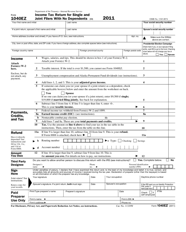 2011 Form 1040Ez