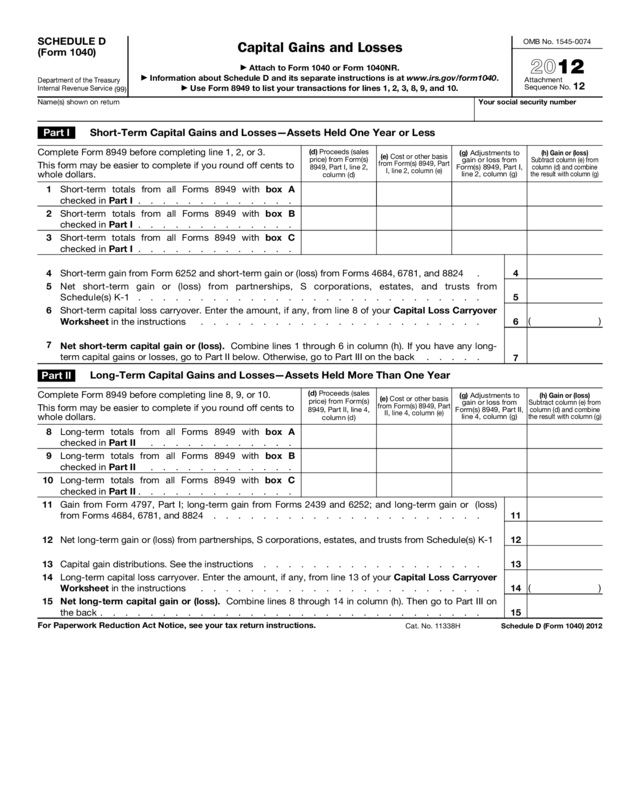 2012 Form 1040 (Schedule D)