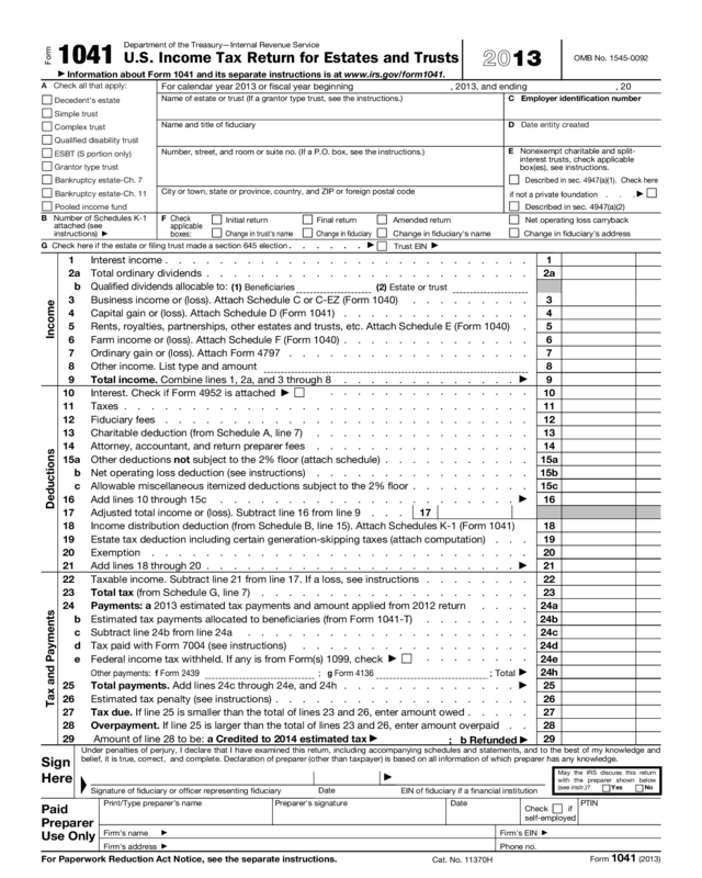 2013 Form 1041 