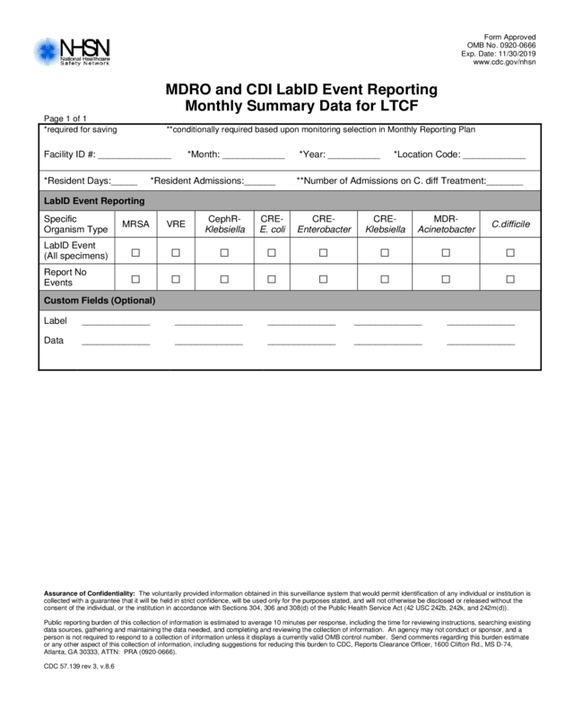 57.139 Mdro Monthly Reporting Ltcf Blank