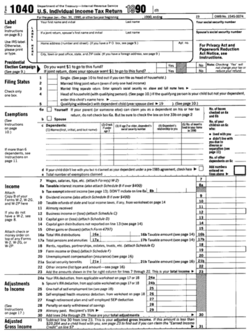 Form 1040 (1990) - Edit, Fill, Sign Online | Handypdf