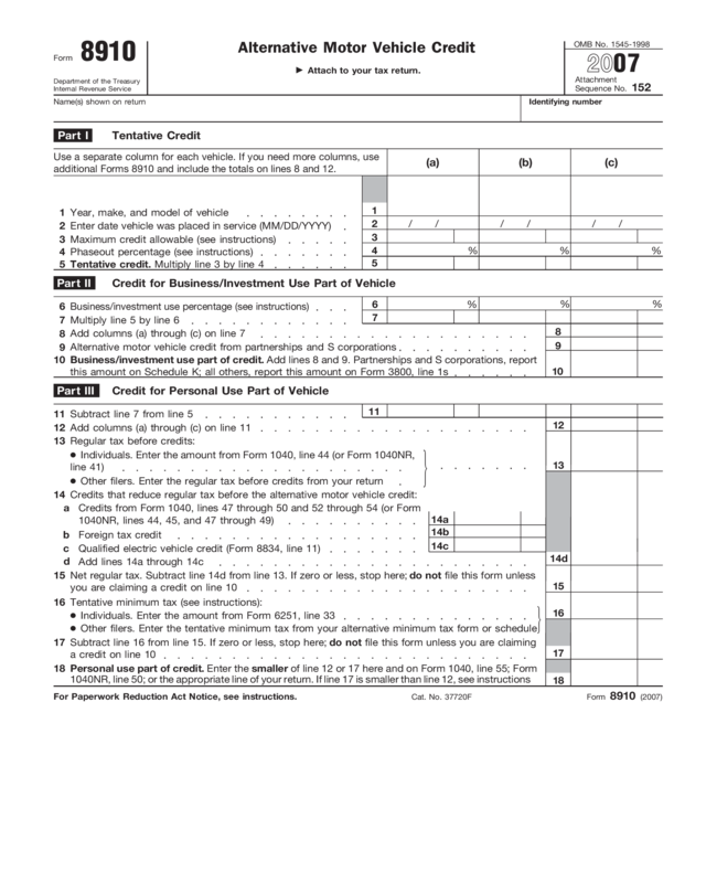 Form 8910 - Edit, Fill, Sign Online | Handypdf