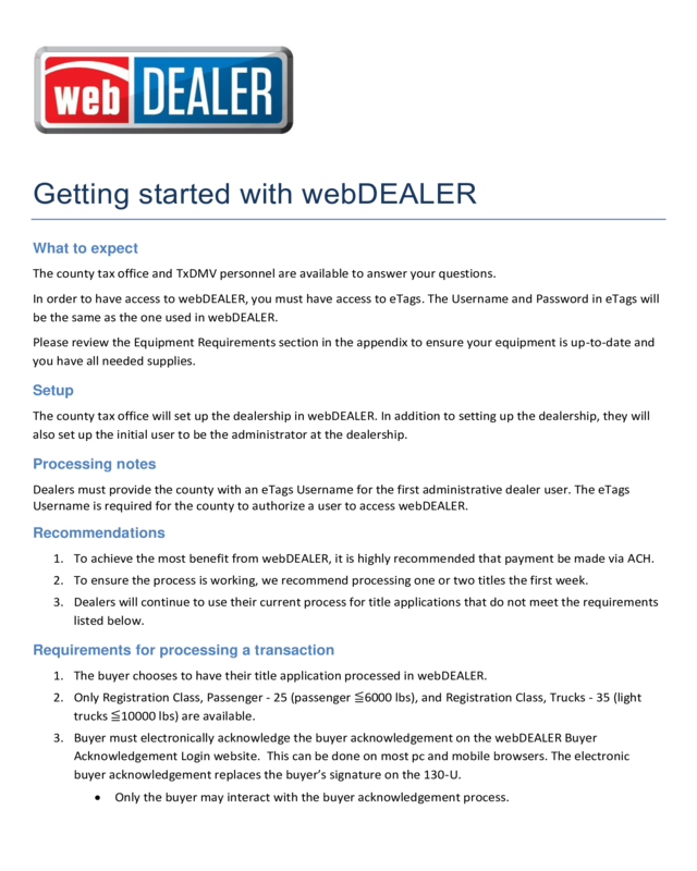 Getting Started With Webdealer
