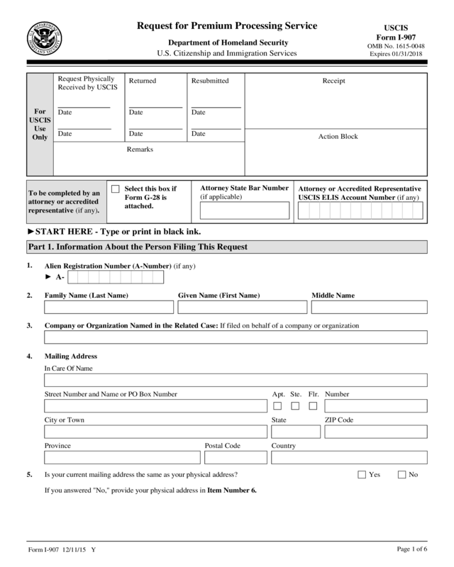 Fillable I 907 Form Printable Forms Free Online