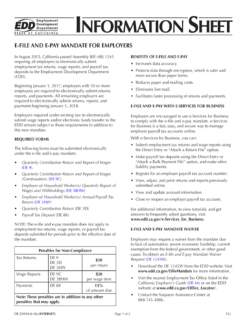 Information Sheet: E-File And E-Pay Mandate For Employers (De 231Em ...