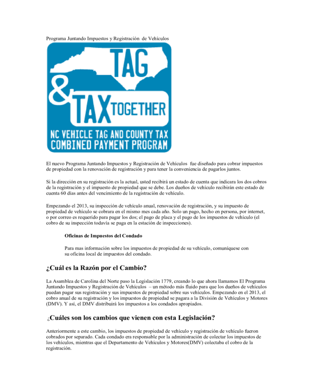 North Carolina'S New Vehicle Tag And Tax Together Program