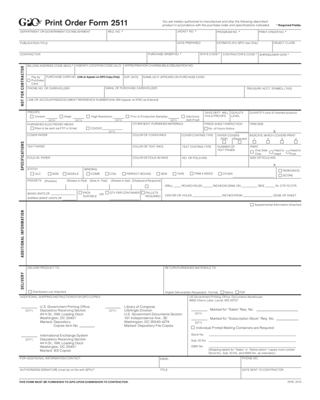 Print Order Form 2511 Edit Fill Sign Online Handypdf