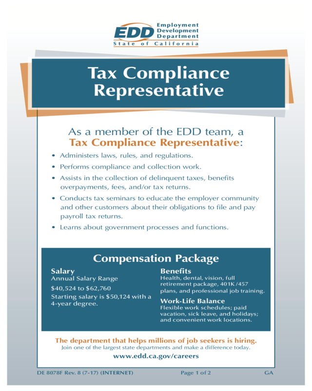 Tax Compliance Representative Flyer (De 8078F)