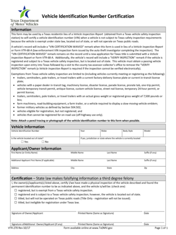 Vtr 270 Vehicle Identification Number Certification - Edit, Fill, Sign ...