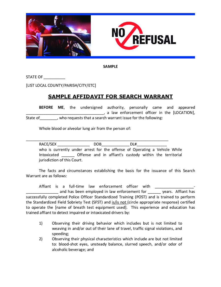 Sample Affidavit For Search Warrant