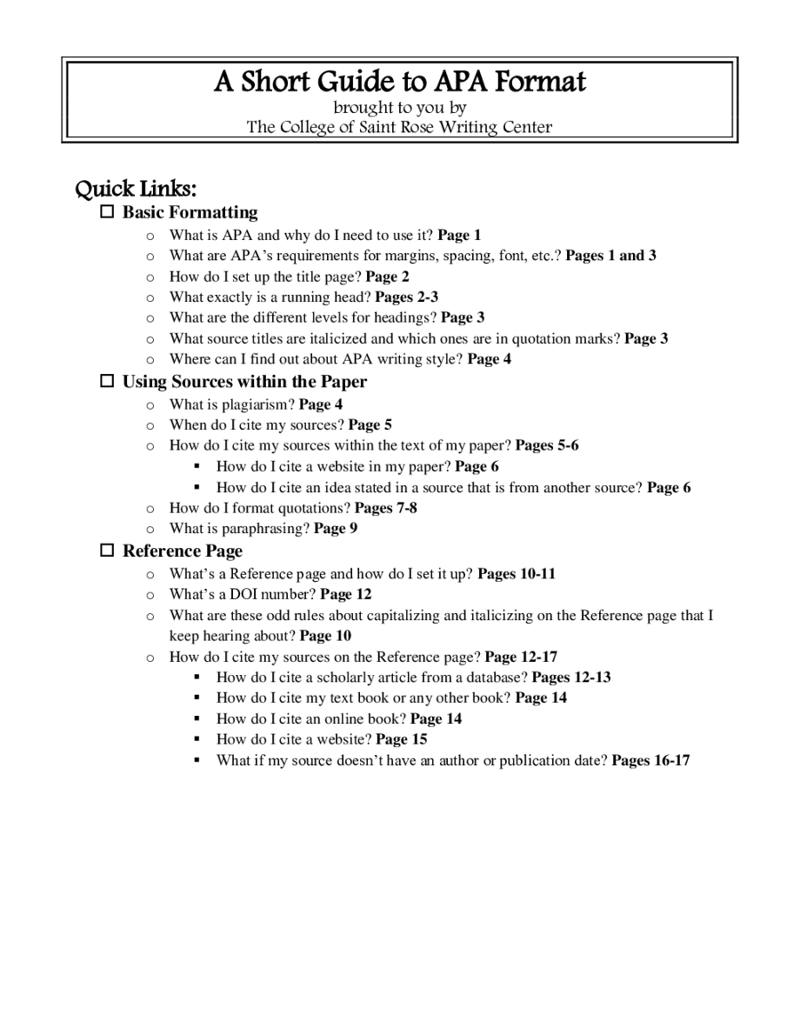 Printable Apa Format Guide