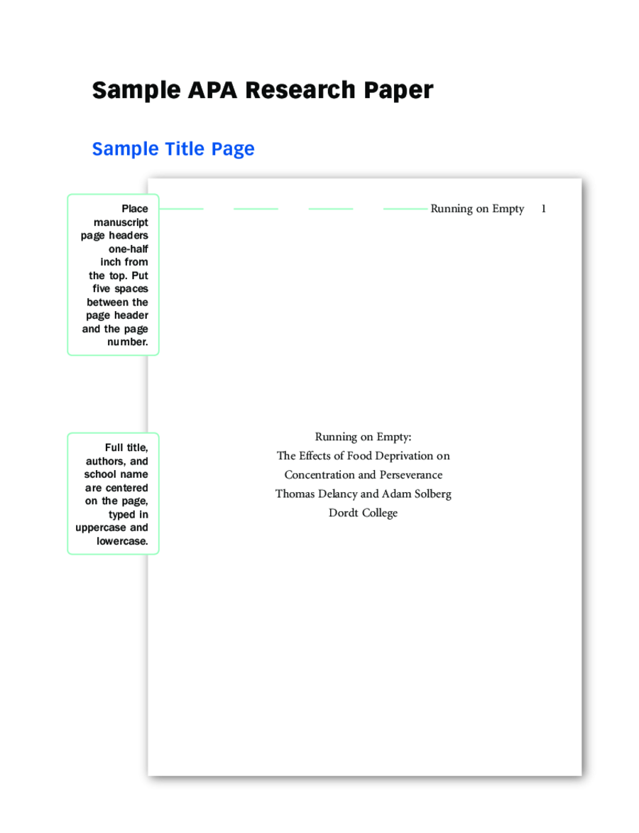 2024 APA Title Page - Fillable, Printable PDF & Forms | Handypdf