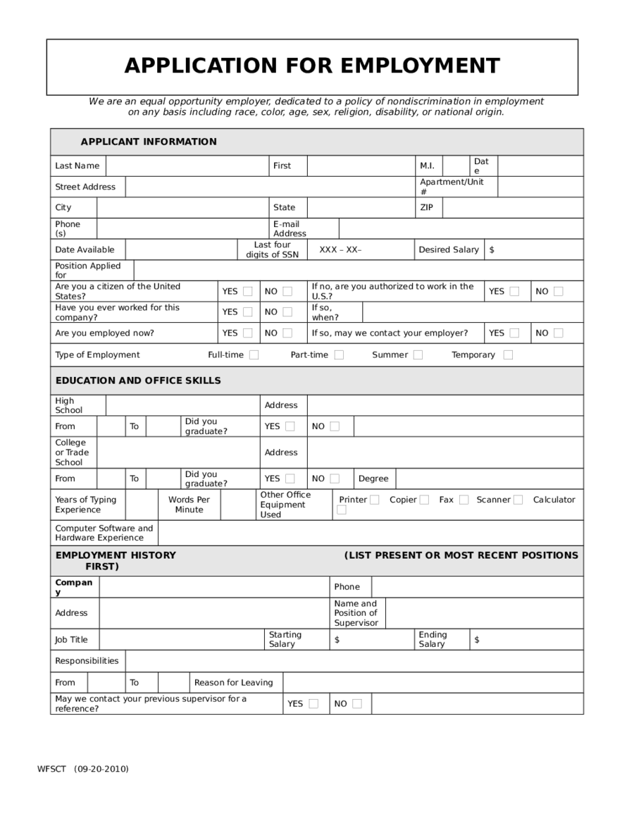 Free Printable Employment Application Pdf Free Printable Templates