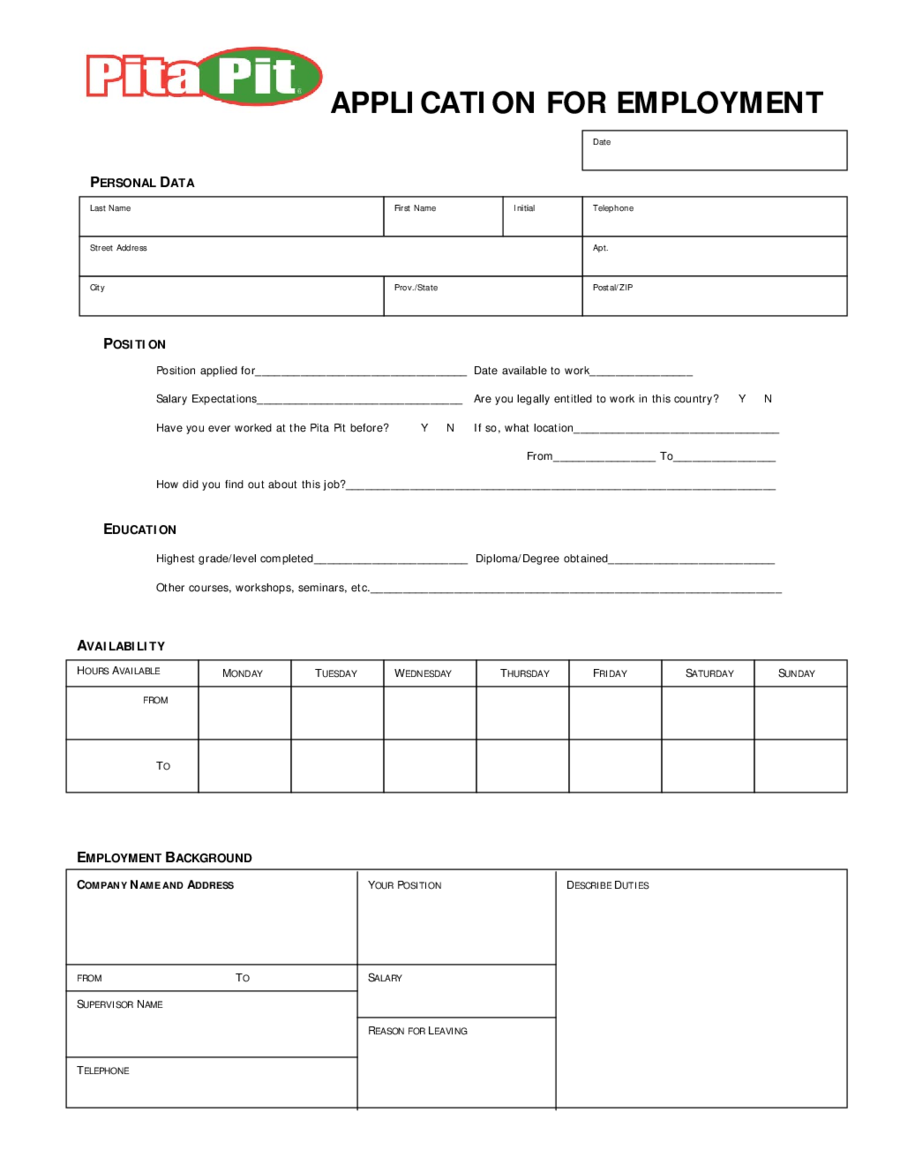 Online Edit Application For Employment Form Edit Fill Sign Online Handypdf 5052