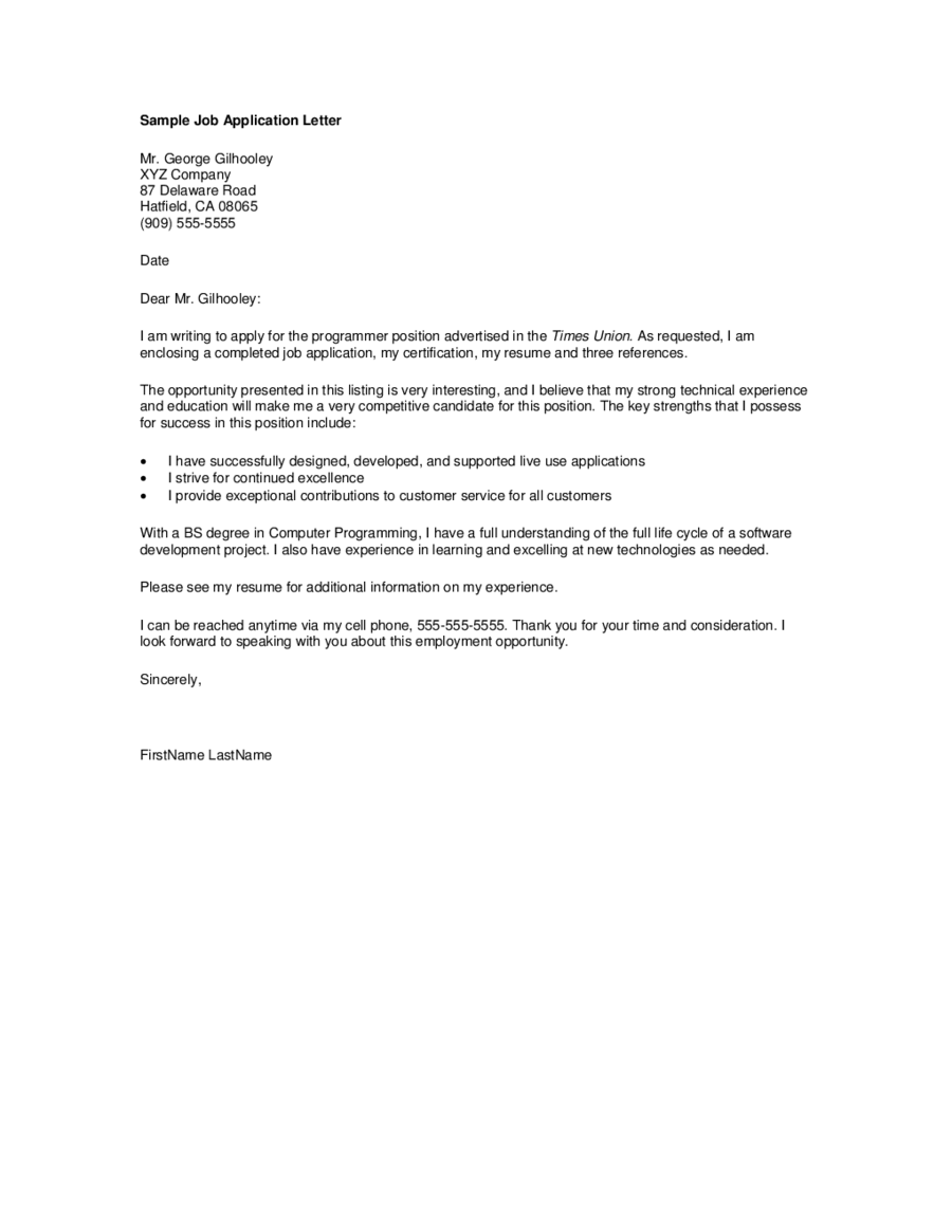 Sample Letter of ApplicationTemplate