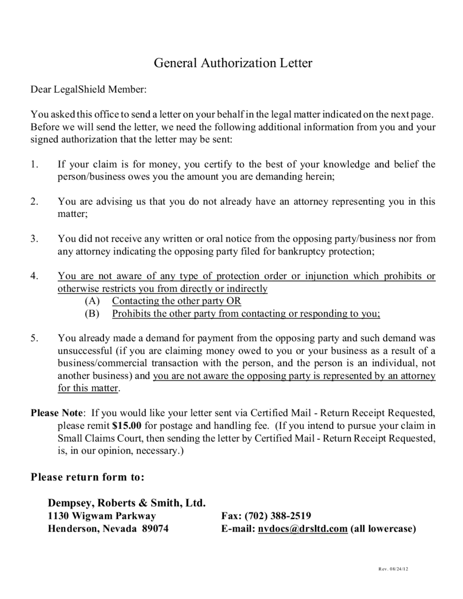 Template Authorization Letter