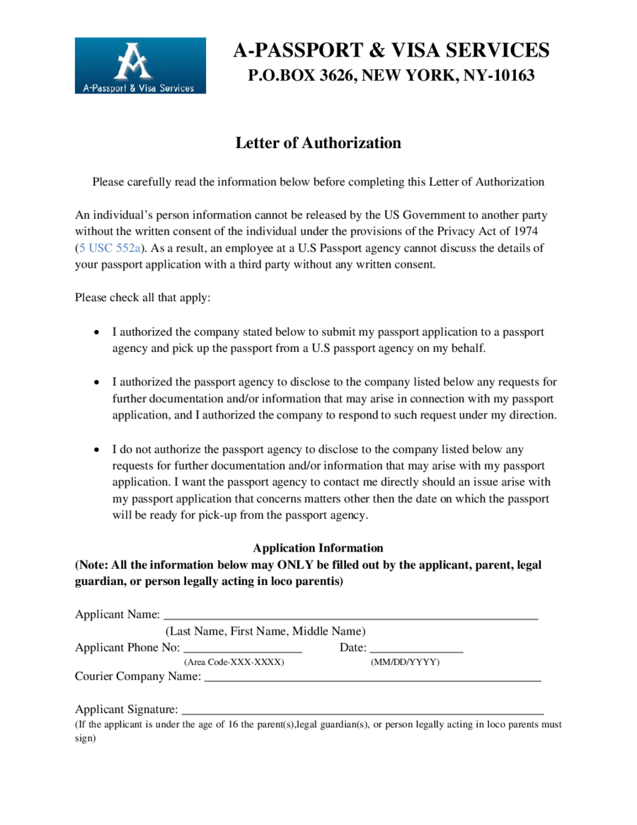 Printable Authorization Letter 1314