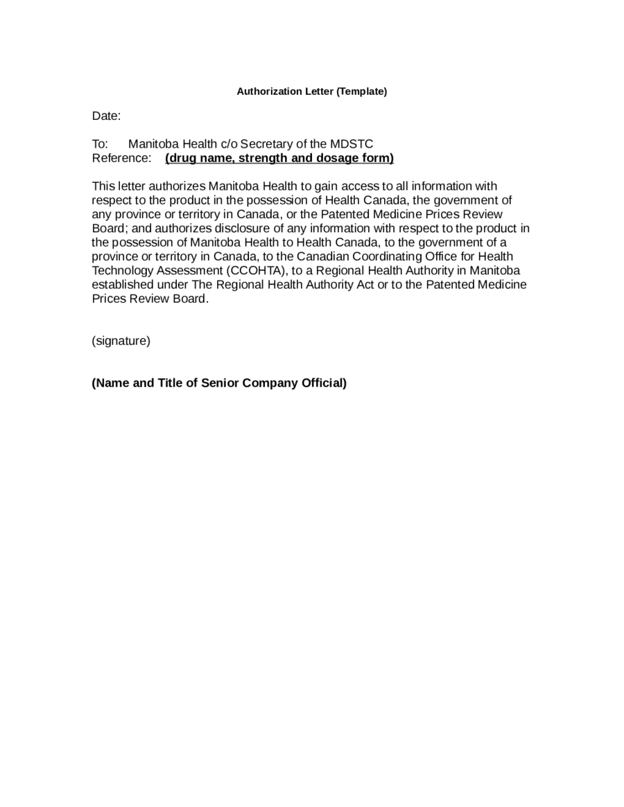 Authorization Letter (Template)