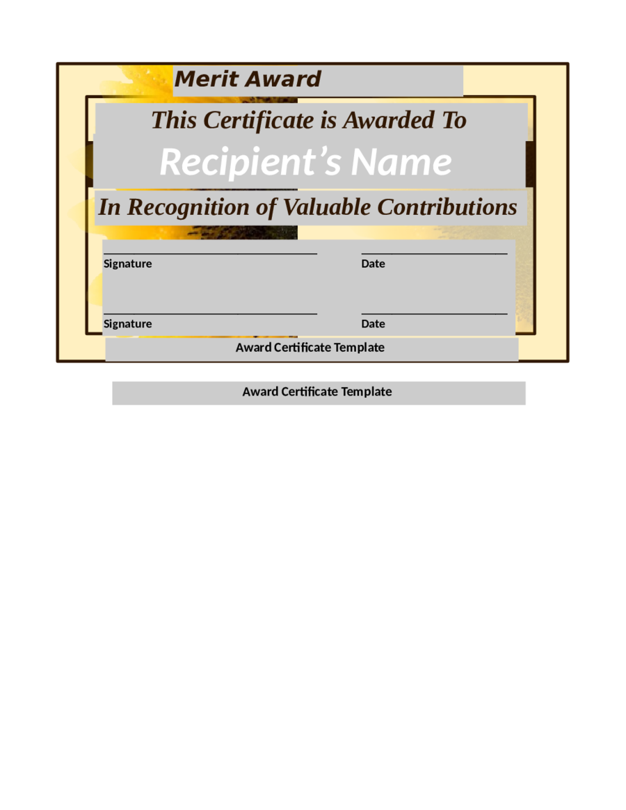 Award Certificate Template