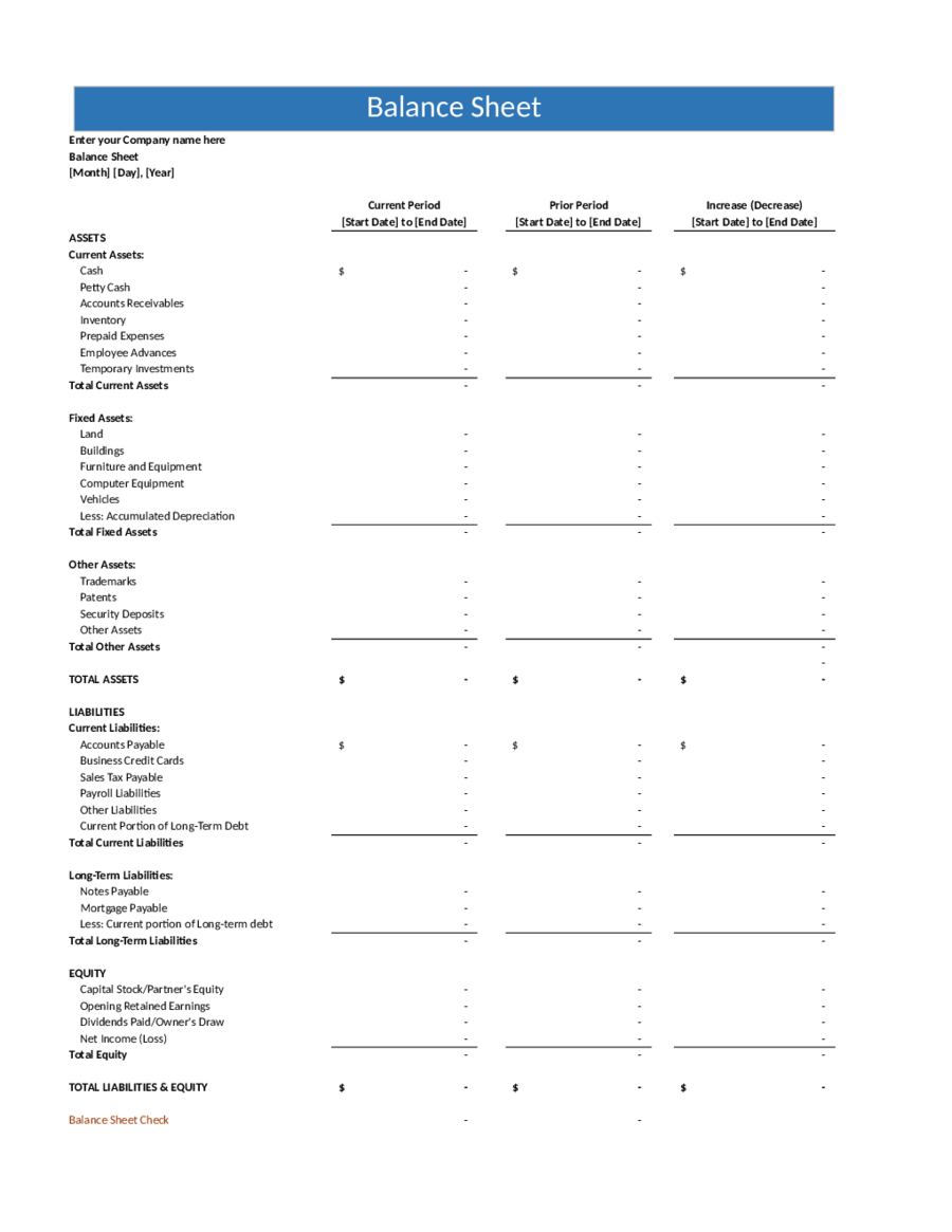 2023 Balance Sheet Template Fillable Printable PDF Forms Handypdf