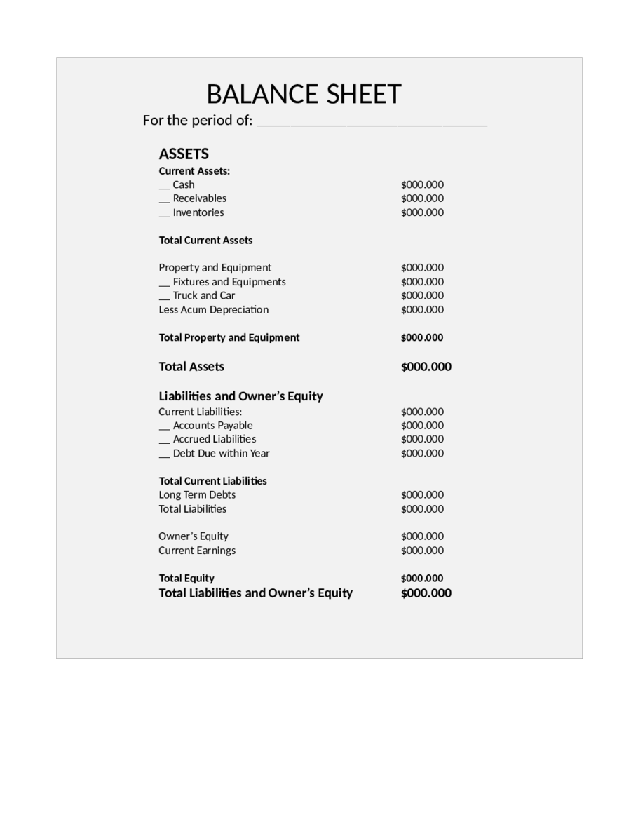 2022 Balance Sheet Template Fillable, Printable PDF & Forms Handypdf