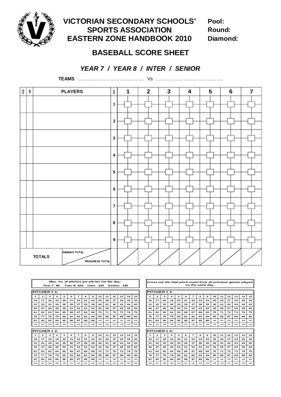 Volleyball Score Sheet
