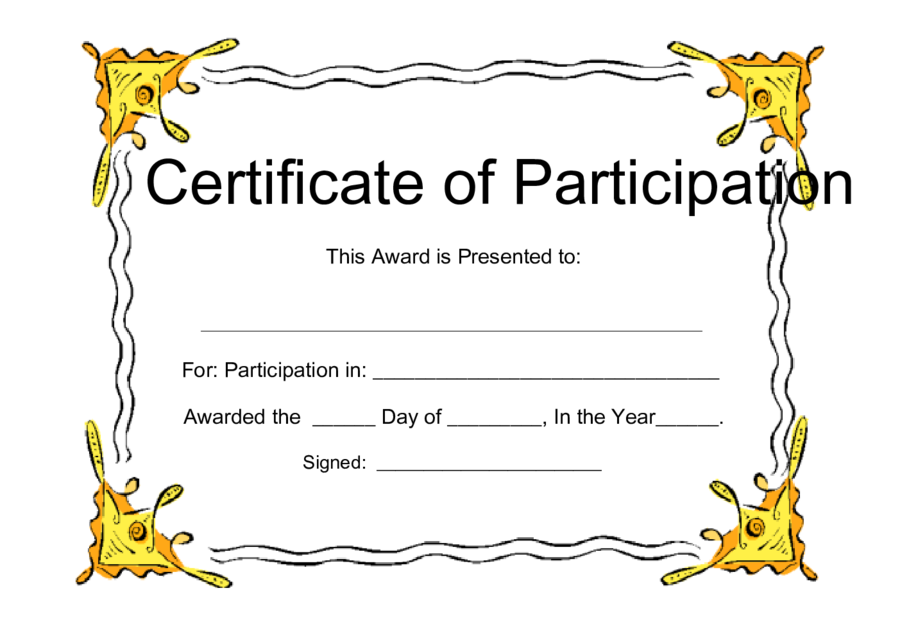 Blank Award Certificate Sample