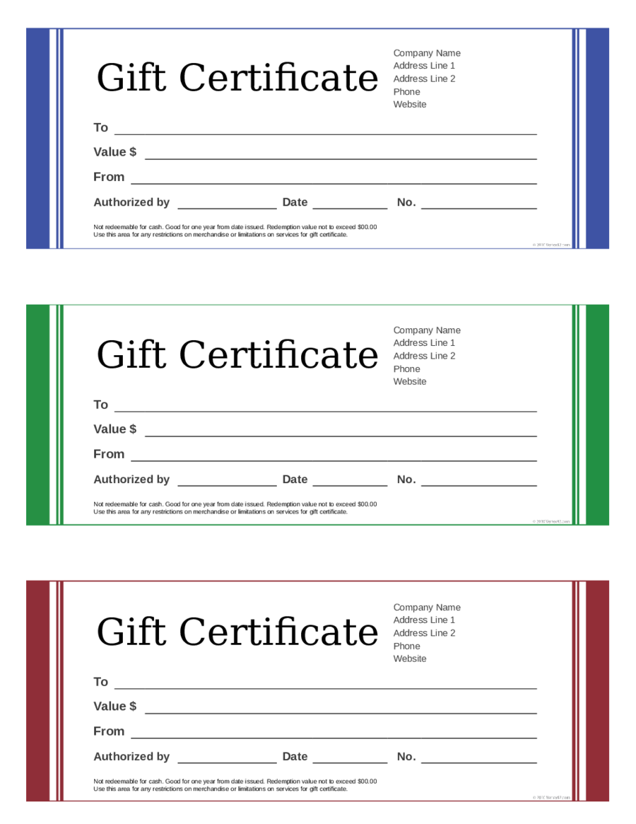 Printable Business Gift Certificate Template